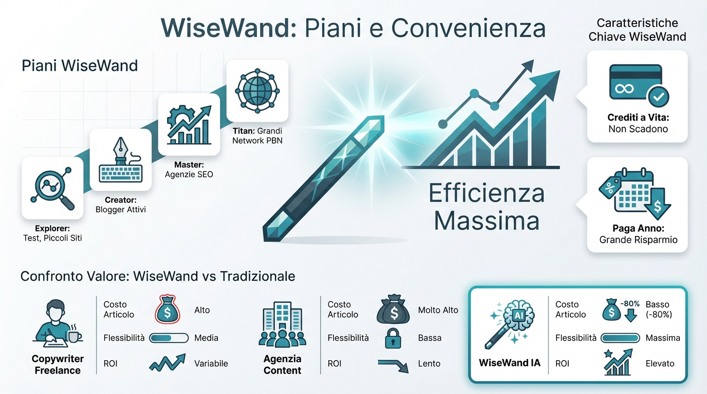Piani tariffari e prezzi WiseWand per SEO